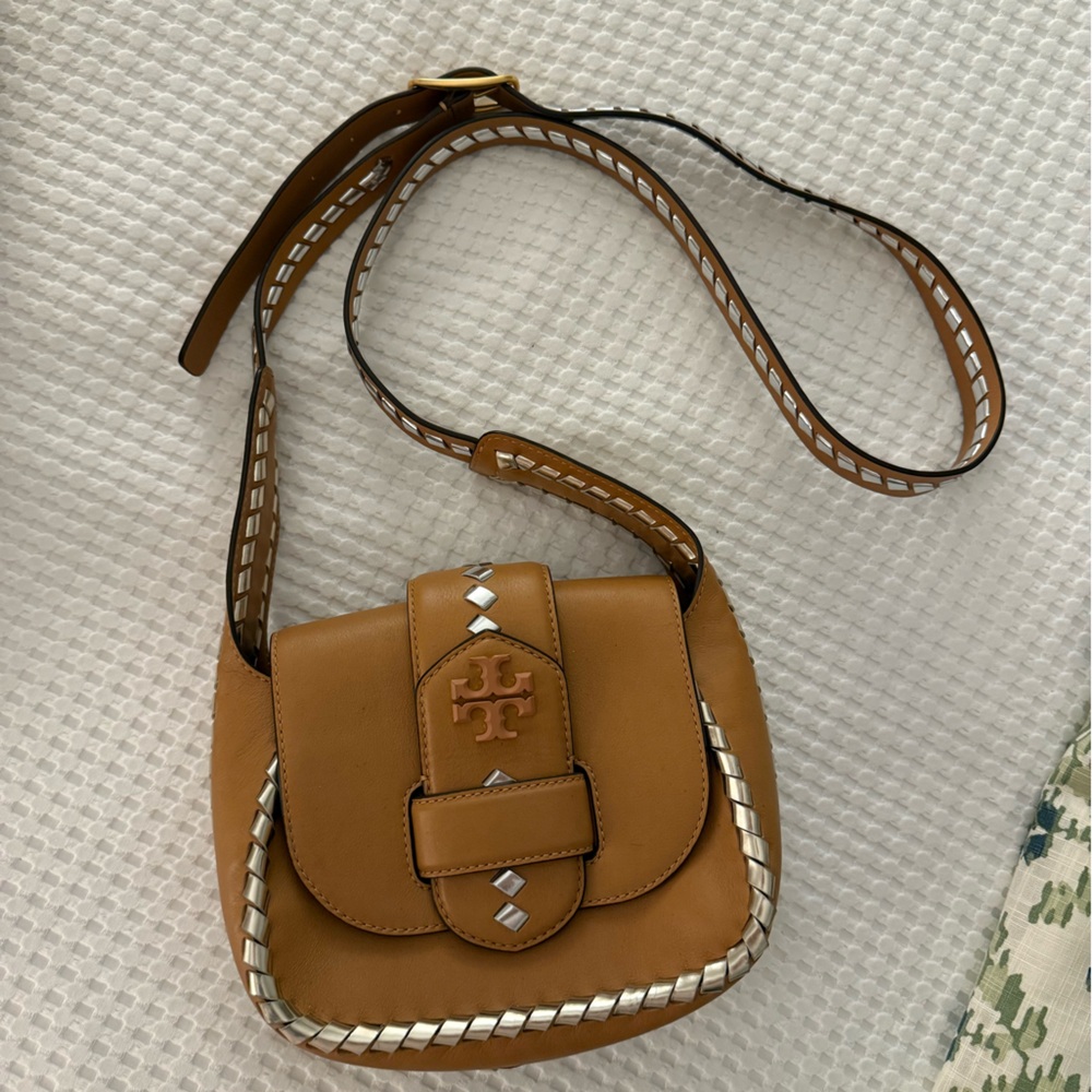 Tory Burch Tan Crossbody Bag with Decorative Buckle